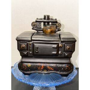 Vintage McCoy Pottery Black 9” Cook Stove Cookie Jar